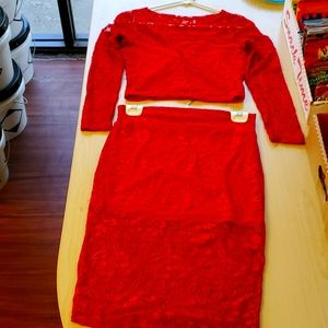 Red 2 piece dress